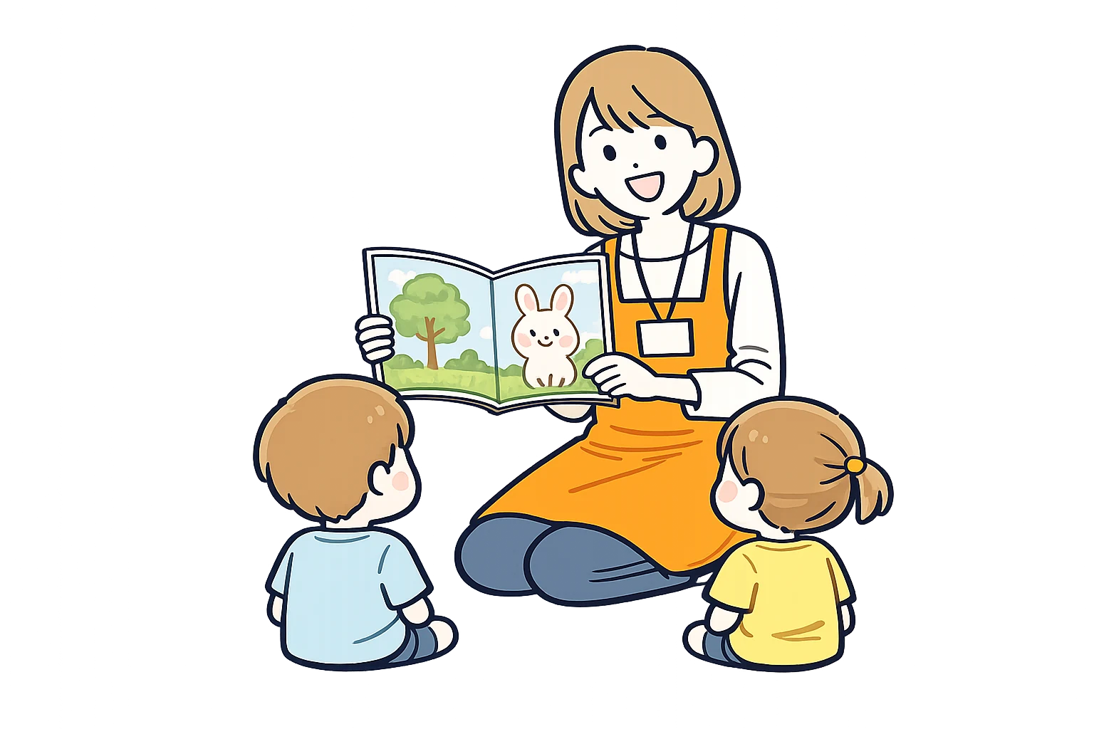 子どもたちと関わるスタッフのイラスト